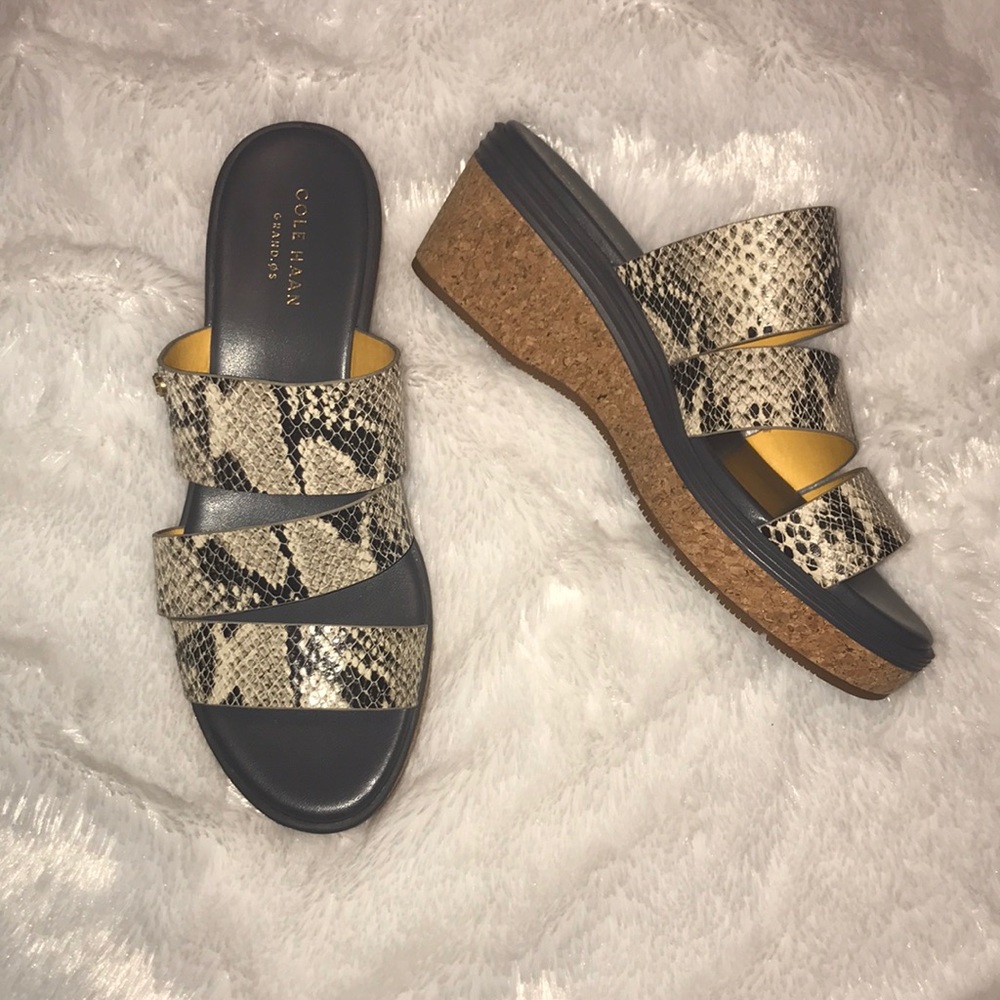 Cole Haan Platform Snake Skin Sandals